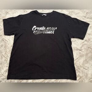 Zara Men’s Create Your Own Chaos Black and White Slogan T shirt